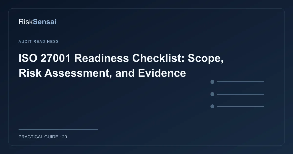 ISO 27001 Readiness Checklist: Scope, Risk Assessment, and Evidence: original RiskSensai editorial cover