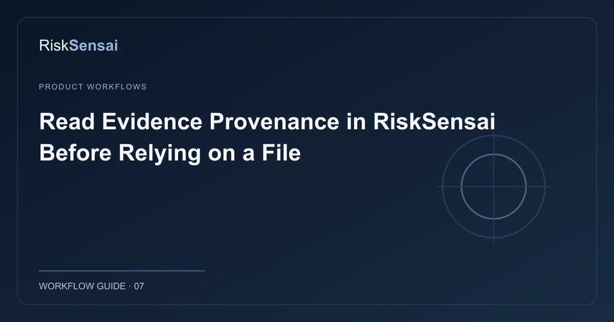 Read Evidence Provenance in RiskSensai Before Relying on a File: original RiskSensai editorial cover
