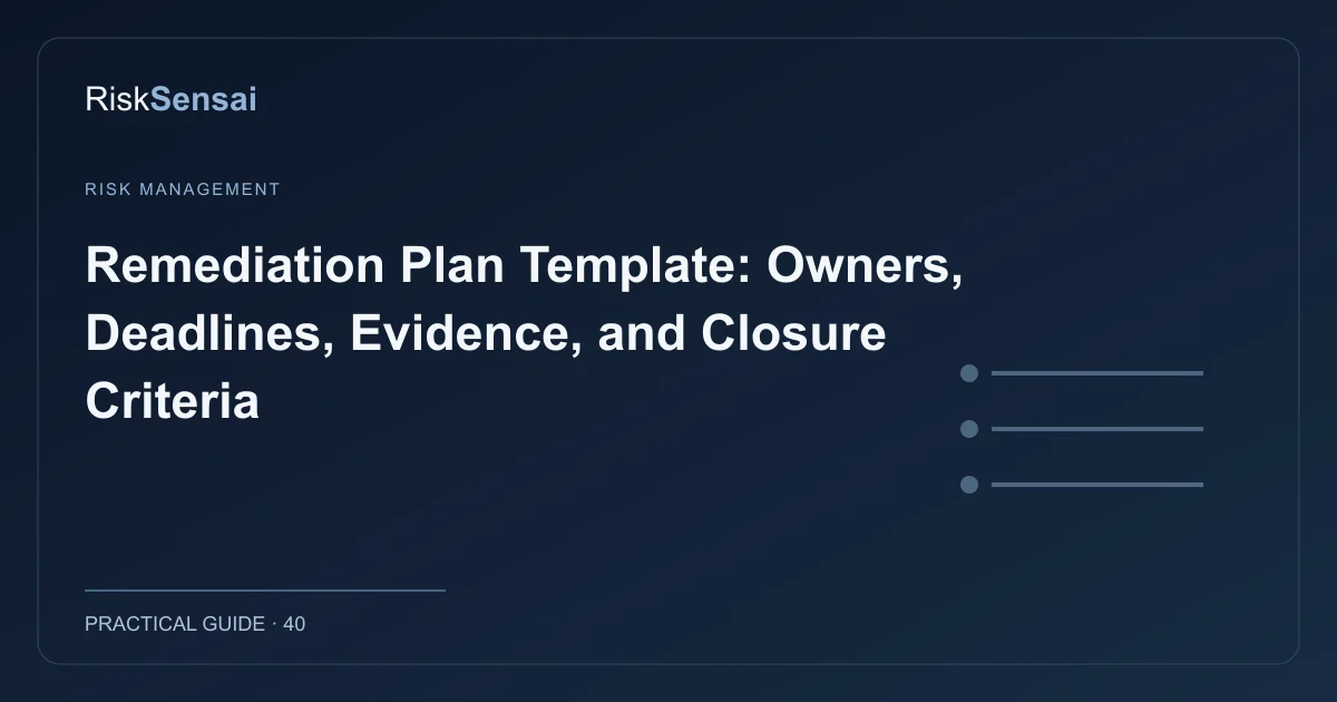 Remediation Plan Template: Owners, Deadlines, Evidence, and Closure Criteria: original RiskSensai editorial cover