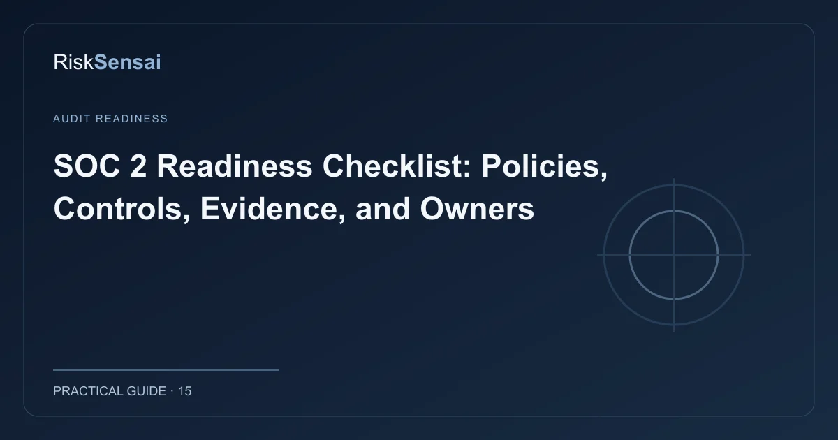 SOC 2 Readiness Checklist: Policies, Controls, Evidence, and Owners: original RiskSensai editorial cover