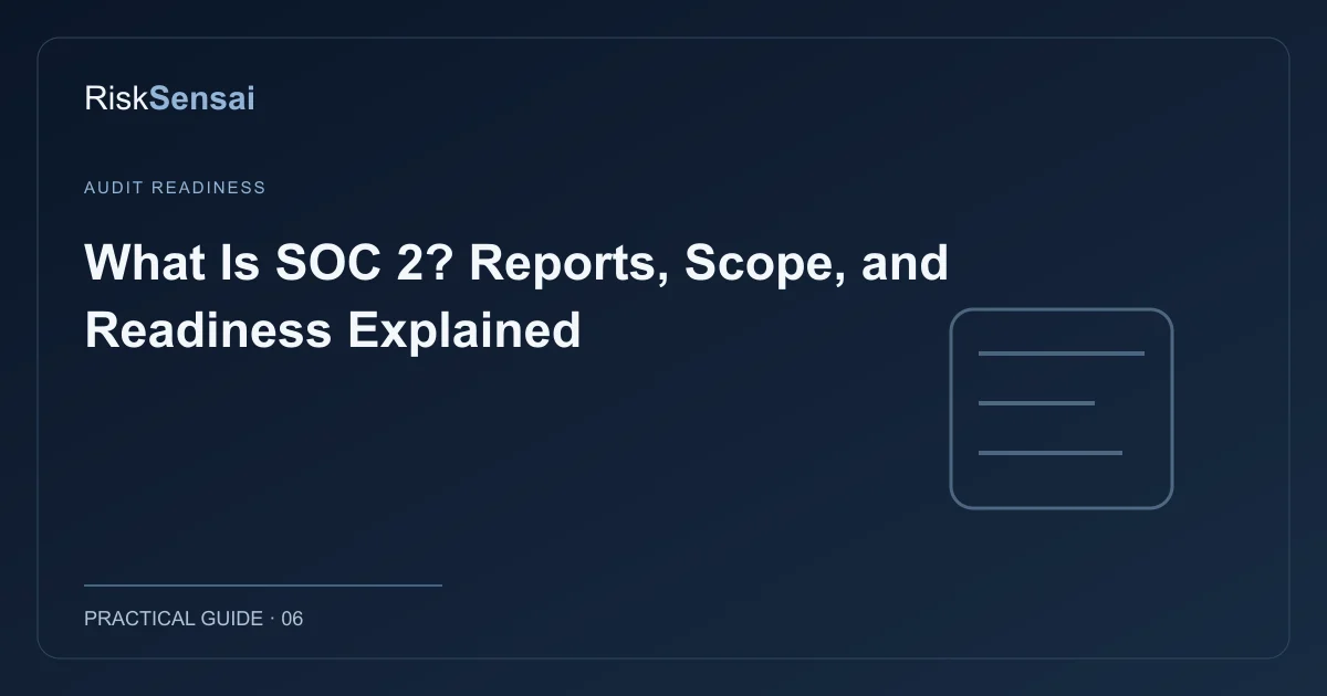 What Is SOC 2? Reports, Scope, and Readiness Explained: original RiskSensai editorial cover